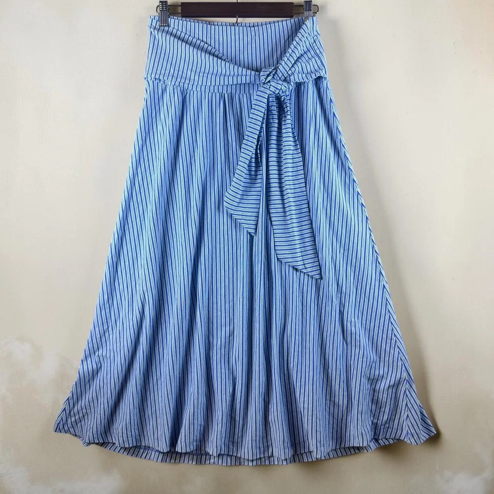 Patagonia Kamala Convertible Skirt Dress Blue White Striped Small Strapless Midi